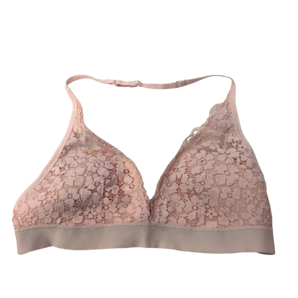 Aerie Lace bralette size small pink halter with adjustable strap